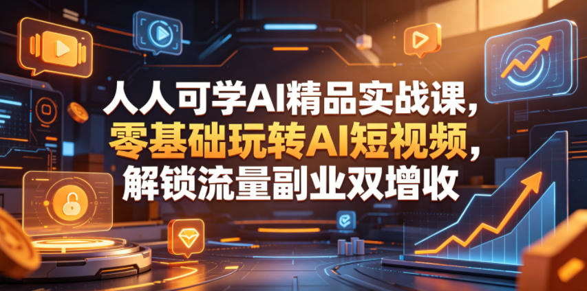 人人可学AI精品实战课，零基础玩转AI短视频，解锁流量副业双增收 - 觅资源