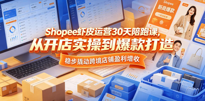 Shopee虾皮运营30天陪跑课，从开店实操到爆款打造，稳步撬动跨境店铺盈利增收 - 觅资源
