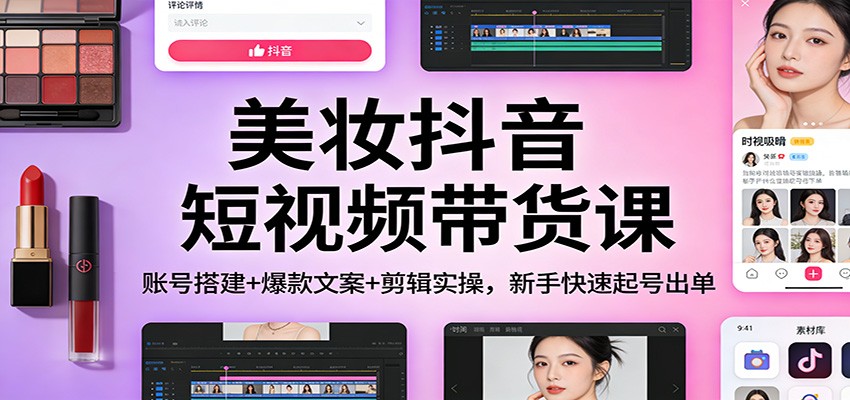 美妆抖音短视频带货课：账号搭建+爆款文案+剪辑实操，新手快速起号出单|中创学习社