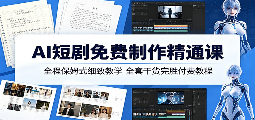 AI短剧免费制作精通课：全程保姆式细致教学，全套干货完胜付费教程 - 觅资源