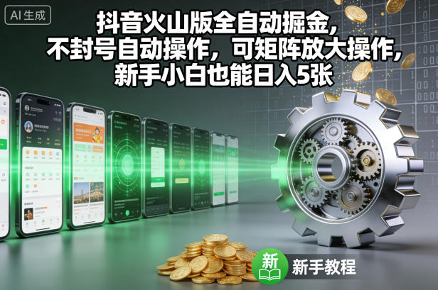 抖音火山版全自动掘金，不封号自动操作，可矩阵放大操作，新手小白也能日入5张【揭秘】|YX网创