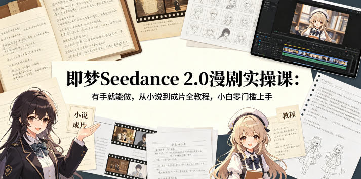 即梦Seedance 2.0漫剧实操课：有手就能做，从小说到成片全教程，小白零门槛上手 - 觅资源