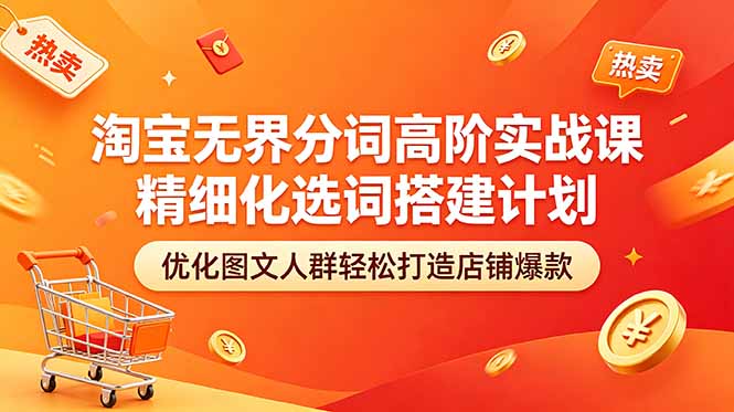 淘宝无界分词高阶实战课 精细化选词搭建计划 优化图文人群轻松打造店铺爆款 - 觅资源