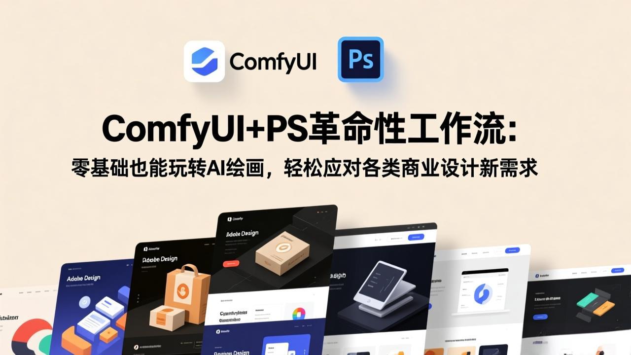 ComfyUI+PS革命性工作流：零基础也能玩转AI绘画，轻松应对各类商业设计新需求|中创学习社