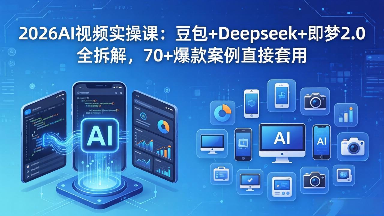 2026AI视频实操课：豆包+Deepseek+即梦2.0全拆解，70+爆款案例直接套用 - 觅资源