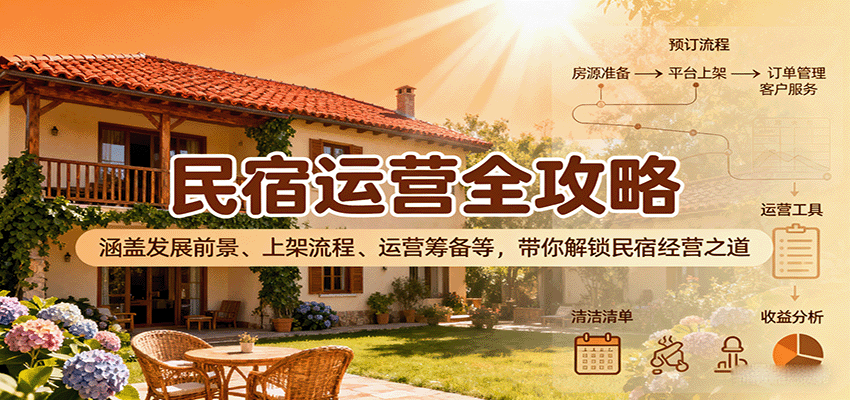 民宿运营全攻略：涵盖发展前景、上架流程、运营筹备等，带你解锁民宿经营之道|YX网创