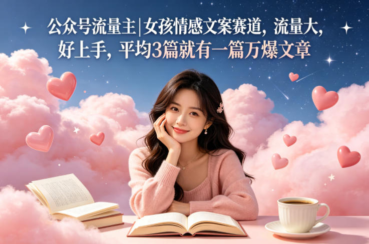 公众号流量主女孩情感文案赛道，流量大，好上手，平均3篇就有一篇万爆文章 - 觅资源