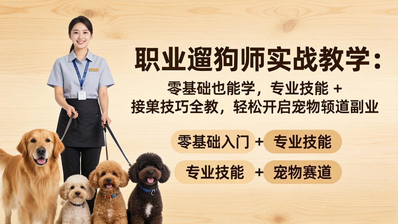 职业遛狗师实战教学：零基础也能学，专业技能 + 接单技巧全教，轻松开启宠物赛道副业 - 觅资源