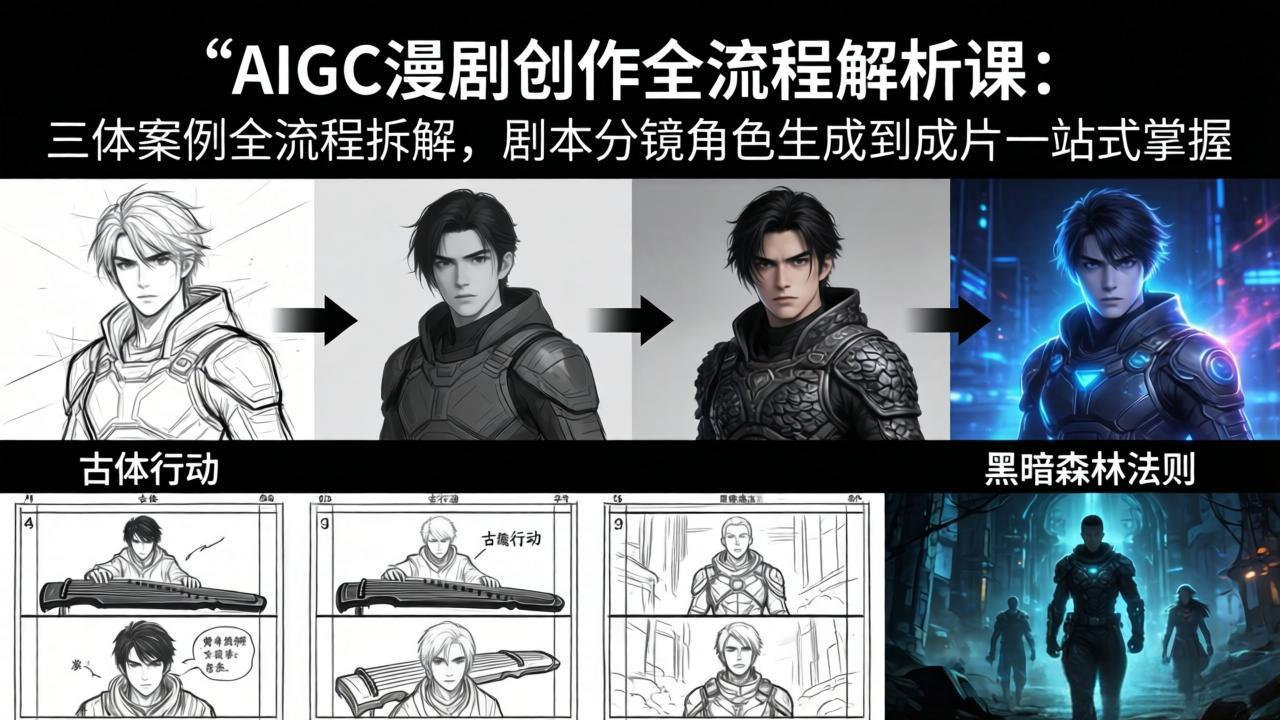AIGC漫剧创作全流程解析课：三体案例全流程拆解，剧本分镜角色生成到成片一站式掌握 - 觅资源