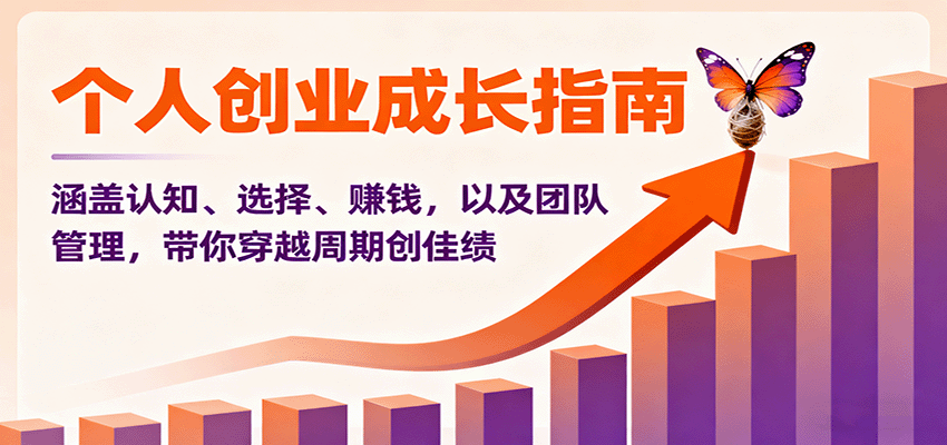 个人创业成长指南：涵盖认知、选择、赚钱，以及团队管理，带你穿越周期创佳绩|YX网创