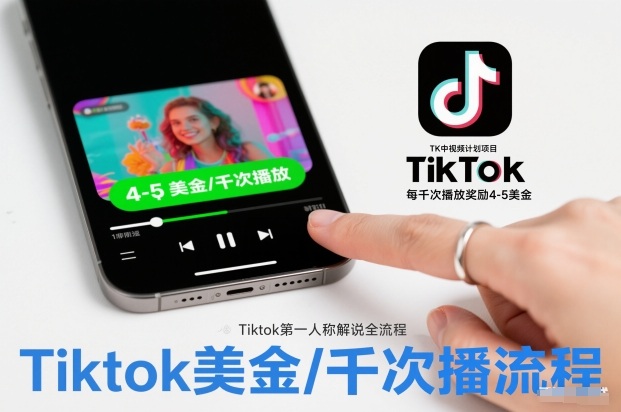 TK中视频计划项目，Tiktok第一人称解说流程，每干次播放奖励4-5美金|YX网创