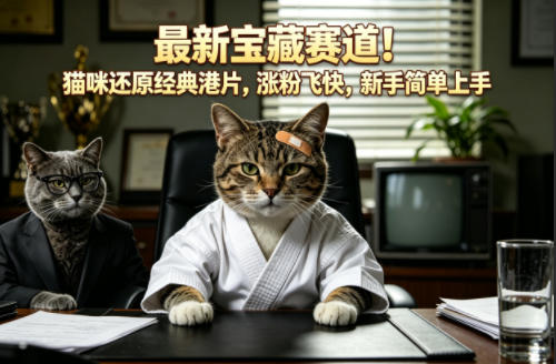 最新宝藏赛道！猫咪还原经典港片，涨粉飞快，新手简单上手 - 觅资源