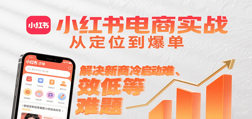 小红书电商实战，从定位到爆单解决新商冷启动难、变现效率低等难题|YX网创
