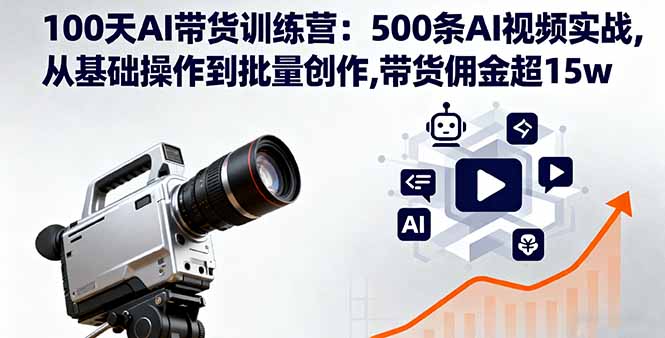 100天AI带货训练营：500条AI视频实战,从基础操作到批量创作,带货佣金超15w|YX网创