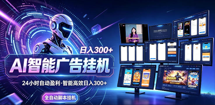 AI智能广告挂G项目，无需人工，单机稳定日入200+，可矩阵放大，24小时不间断刷广告賺收益【揭秘】 - 觅资源