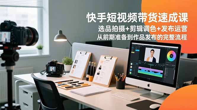 快手短视频带货速成课，选品拍摄+剪辑调色+发布运营，从前期准备到作品发布的完整流程|YX网创