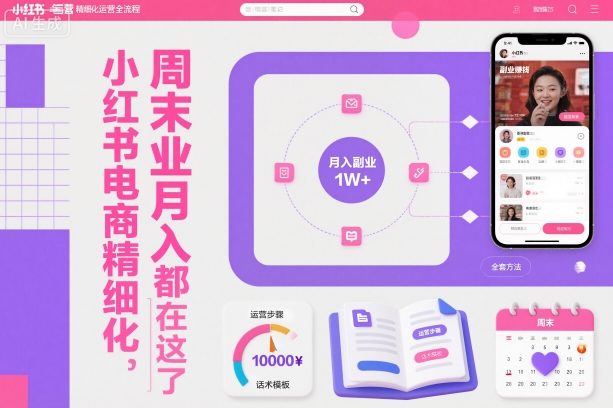 小红书电商精细化运营全流程，周末副业月入1W+，全套方法都在这了|YX网创