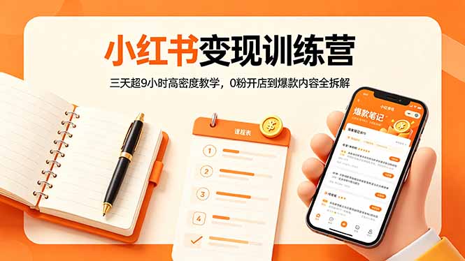 小红书变现训练营：三天超9小时高密度教学，0粉开店到爆款内容全拆解 - 觅资源