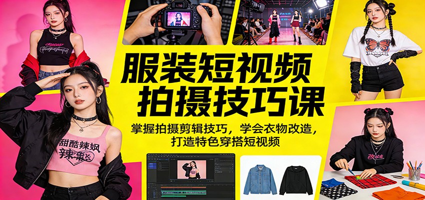 服装短视频拍摄技巧课：掌握拍摄剪辑技巧，学会衣物改造，打造特色穿搭短视频 - 觅资源