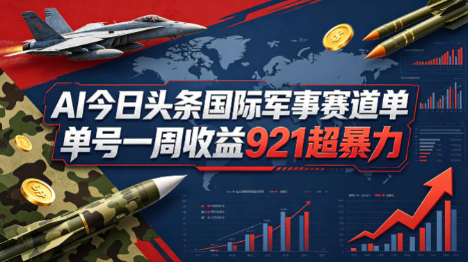 AI今日头条国际军事赛道，单号一周收益921，超暴力 - 觅资源