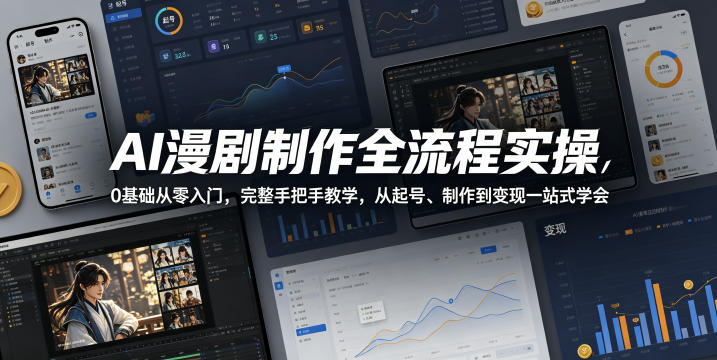 AI漫剧制作全流程实操，0基础从零入门，完整手把手教学，从起号、制作到变现一站式学会(更新) - 觅资源