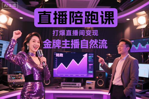 直播陪跑课，金牌主播自然流打爆直播间，复制高变现玩法|YX网创