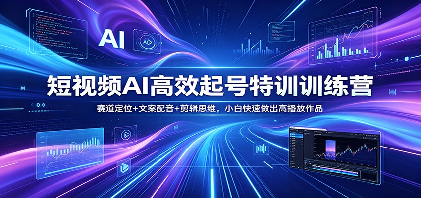 短视频AI高效起号特训训练营：赛道定位+文案配音+剪辑思维，小白快速做出高播放作品 - 觅资源