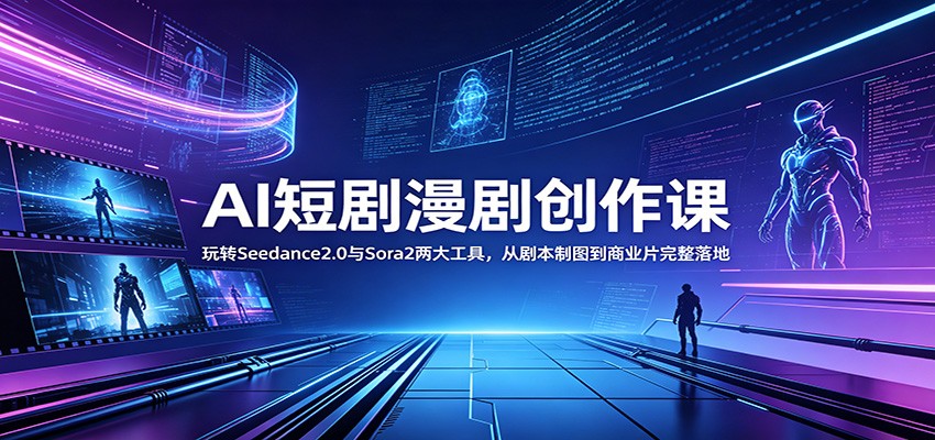 AI短剧漫剧创作课：玩转Seedance2.0与 Sora2两大工具，从剧本制图到商业片完整落地 - 觅资源