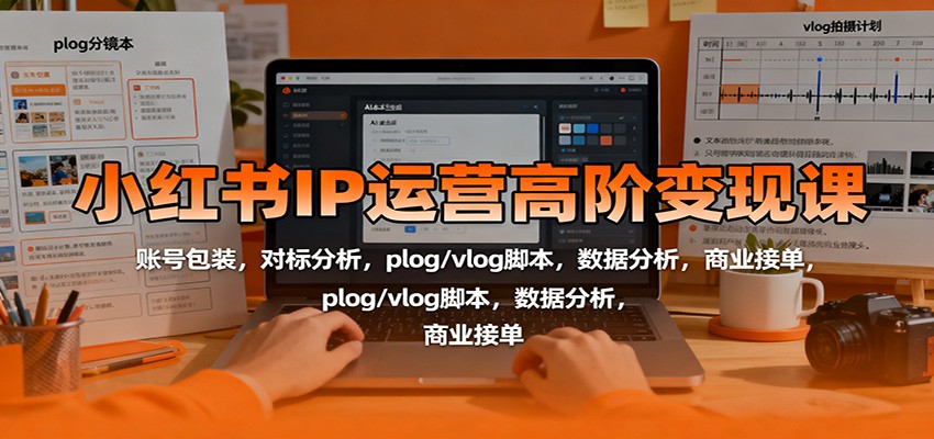 小红书IP运营高阶变现课：账号包装，对标分析，plog/vlog脚本，数据分析，商业接单|YX网创