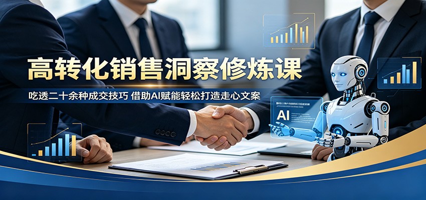 高转化销售洞察修炼课：吃透二十余种成交技巧，借助AI赋能轻松打造走心文案 - 觅资源