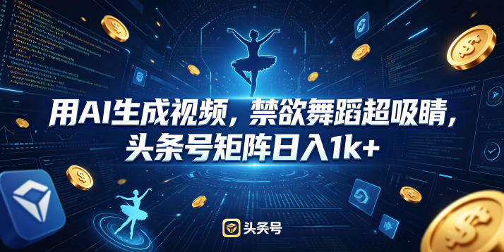 用AI生成视频，禁欲舞蹈超吸睛，头条号矩阵日入1k+ - 觅资源