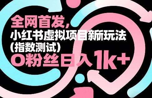 全网首发，小红书虚拟项目新玩法(指数测试)，0粉丝日入1k+，整个玩法完整拆解！|中创学习社