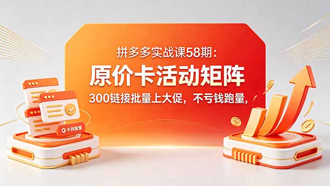 拼多多实战课58期：原价卡活动矩阵，300链接批量上大促，不亏钱跑量 - 觅资源