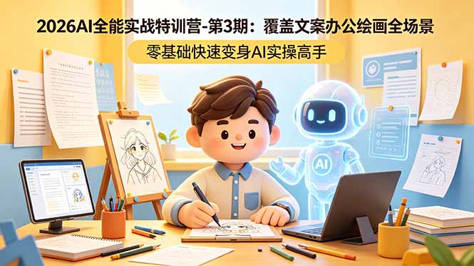 2026AI全能实战特训营-第3期：覆盖文案办公绘画全场景 零基础快速变身AI实操高手 - 觅资源