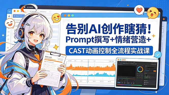 告别AI创作瞎猜！Prompt撰写+情绪营造+CAST动画控制全流程实战课 - 觅资源