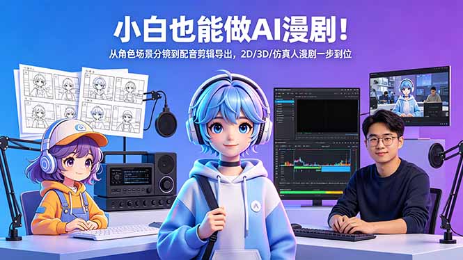 小白也能做AI漫剧！从角色场景分镜到配音剪辑导出，2D/3D/仿真人漫剧一步到位 - 觅资源
