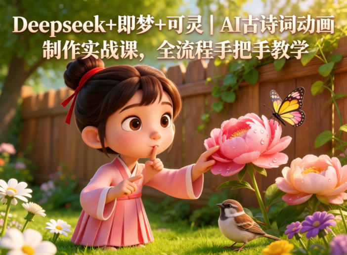 Deepseek+即梦+可灵｜AI古诗词动画制作实战课，全流程手把手教学 - 觅资源
