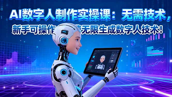 AI数字人制作实操课：无需技术，新手可操作，免费无限生成数字人技术！|YX网创