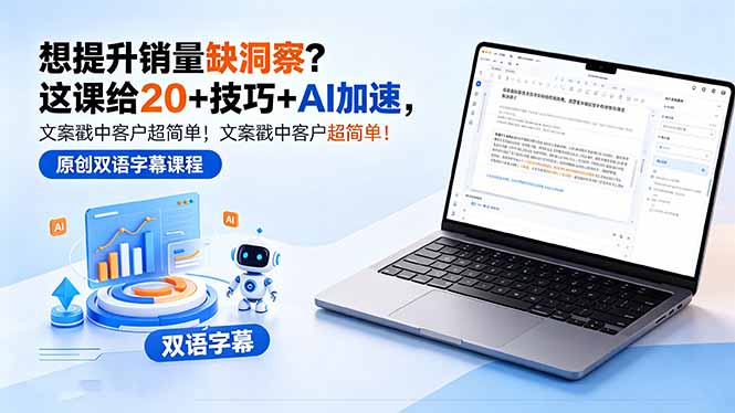 想提升销量缺洞察？这课给 20 + 技巧 + AI 加速，文案戳中客户超简单！【原创双语字幕】 - 觅资源