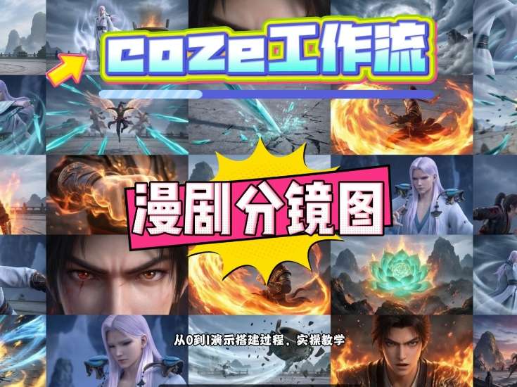 通过Coze工作流，制作《动漫分镜图》，两分钟制作完成25宫格分镜图，从0到1演示搭建过程，实操教学 - 觅资源