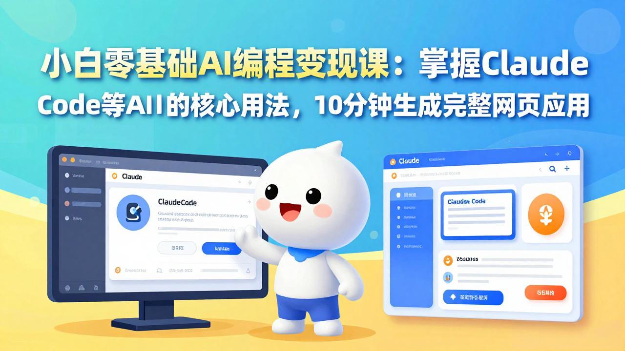 小白零基础AI编程变现课：掌握Claude Code等AI工具的核心用法，10分钟生成完整网页应用 - 觅资源