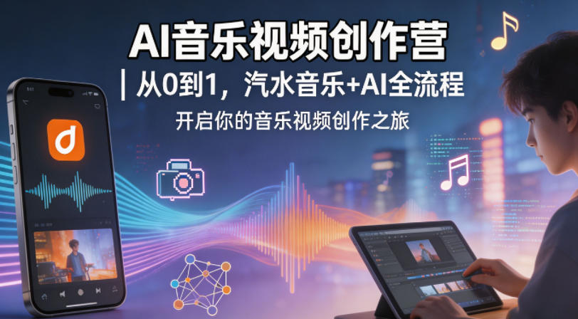 AI音乐视频创作营｜从0到1，汽水音乐+AI全流程，开启你的音乐视频创作之旅 - 觅资源