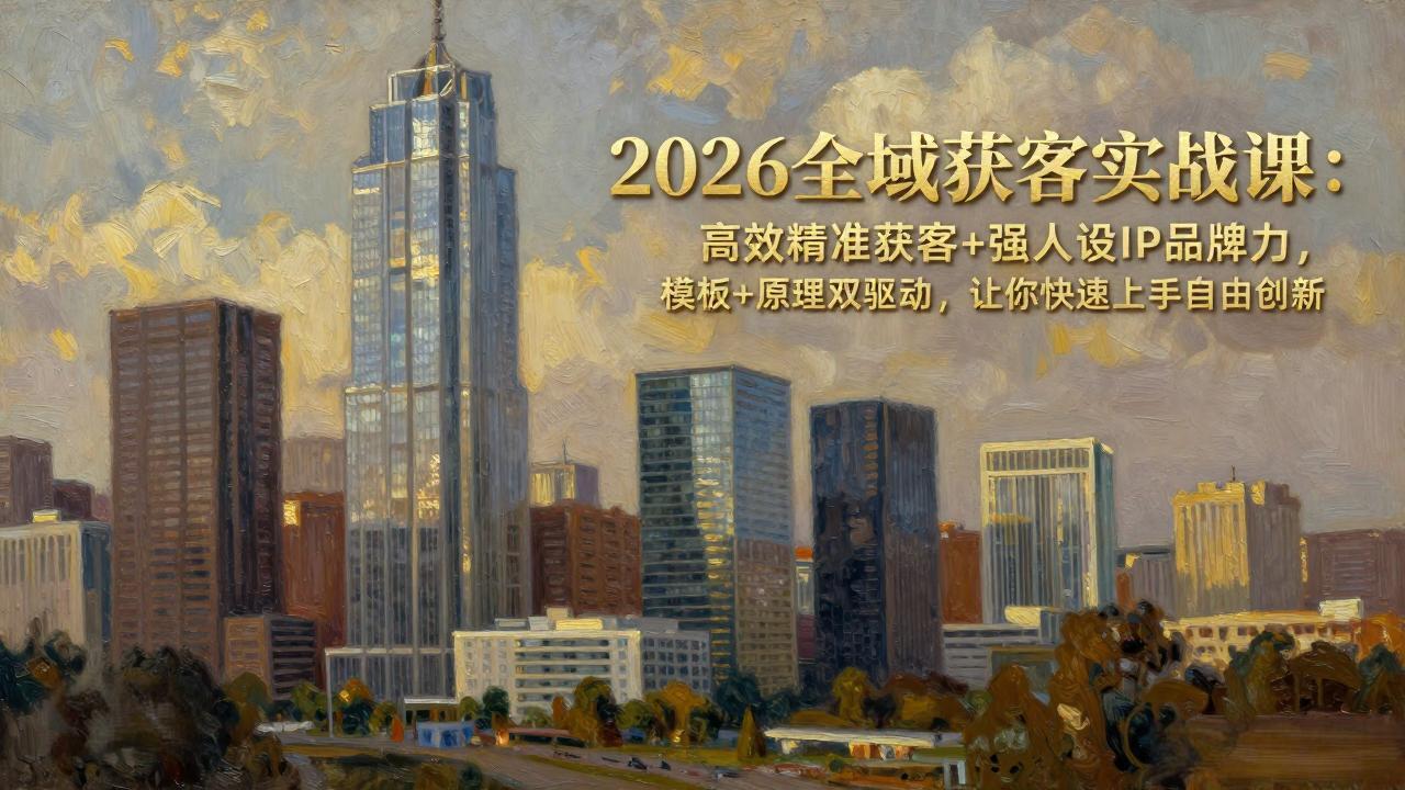 2026全域获客实战课：高效精准获客+强人设IP品牌力，模板+原理双驱动，让你快速上手自由创新 - 觅资源