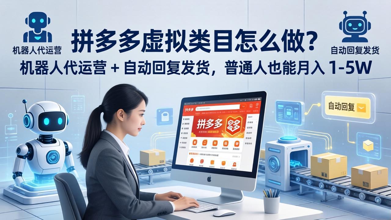 拼多多虚拟类目怎么做？机器人代运营 + 自动回复发货，普通人也能月入 1-5W - 觅资源
