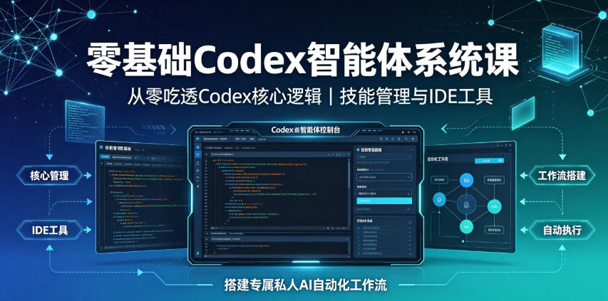 零基础Codex智能体系统课｜从零吃透Codex核心逻辑、技能管理与IDE工具，搭建专属私人AI自动化工作流 - 觅资源