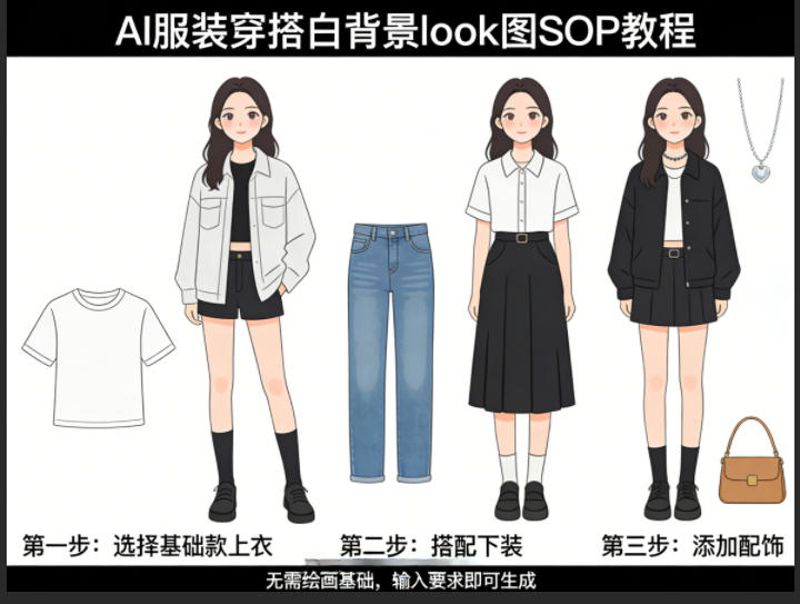 AI服装穿搭白背景look图SOP教程，不用会画画，提几句具体要求，AI就能还你一个奇迹 - 觅资源