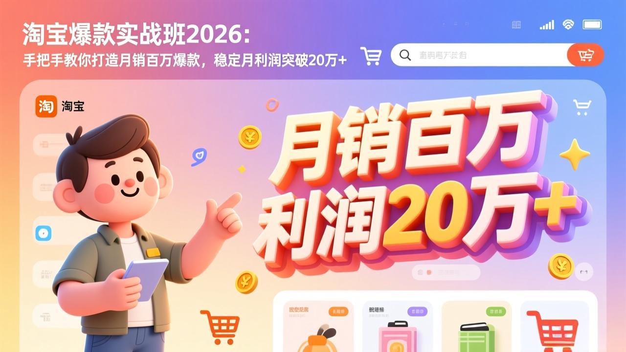 淘宝爆款实战班-2026年3月更新：手把手教你打造月销百万爆款，稳定月利润突破20万+|中创学习社
