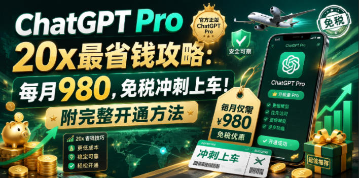 ChatGPT Pro 20x最省钱攻略：每月980，免税冲刺上车！附完整开通方法【文档】 - 觅资源