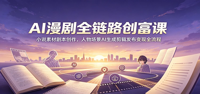 AI漫剧全链路创富课：小说素材剧本创作，人物场景AI生成剪辑发布变现全流程 - 觅资源