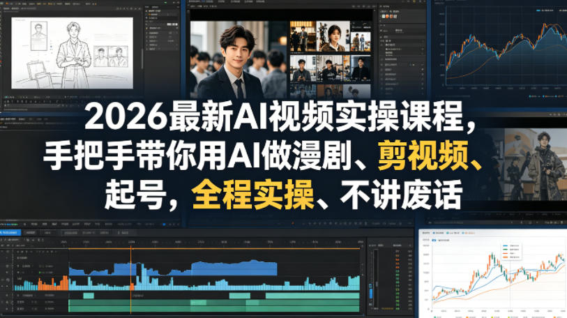 2026最新AI视频实操课程，手把手带你用AI做漫剧、剪视频、起号，全程实操、不讲废话 - 觅资源